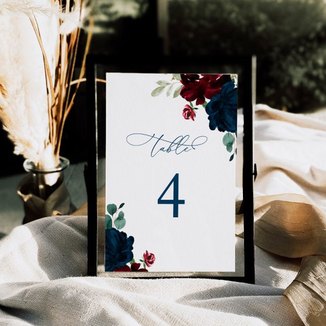Tarjeta De Mesa Elegante Boda de la Mesa de Flores Marsala y Marin (Subido por el creador)