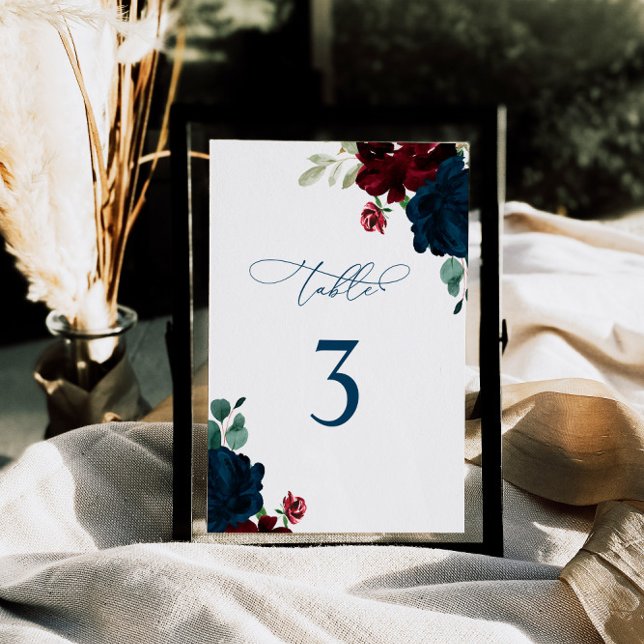 Tarjeta De Mesa Elegante Boda de la Mesa de Flores Marsala y Marin (Subido por el creador)