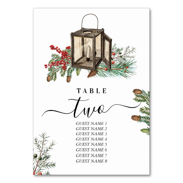 Tarjeta De Mesa Elegante Boda de Lantern de Pine Trees Rustic Invi (Anverso)