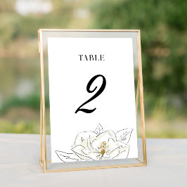 Tarjeta De Mesa Elegante Boda de Magnolia Blanca