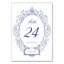 Tarjeta De Mesa Elegante Boda de marco de adorno floral vintage