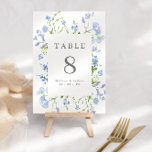 Tarjeta De Mesa Elegante Boda de marco floral azul claro<br><div class="desc">Mesas bodas bonitos con un marco rectangular rodeado de flores de color azul claro y vegetación. Personalice su nombre y fecha de boda.</div>