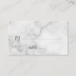 Tarjeta De Mesa Elegante Boda de Mármol Blanco