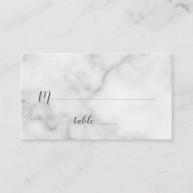 Tarjeta De Mesa Elegante Boda de Mármol Blanco (Anverso)