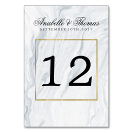 Tarjeta De Mesa Elegante Boda de Mármol y Oro