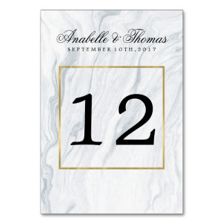 Tarjeta De Mesa Elegante Boda de Mármol y Oro