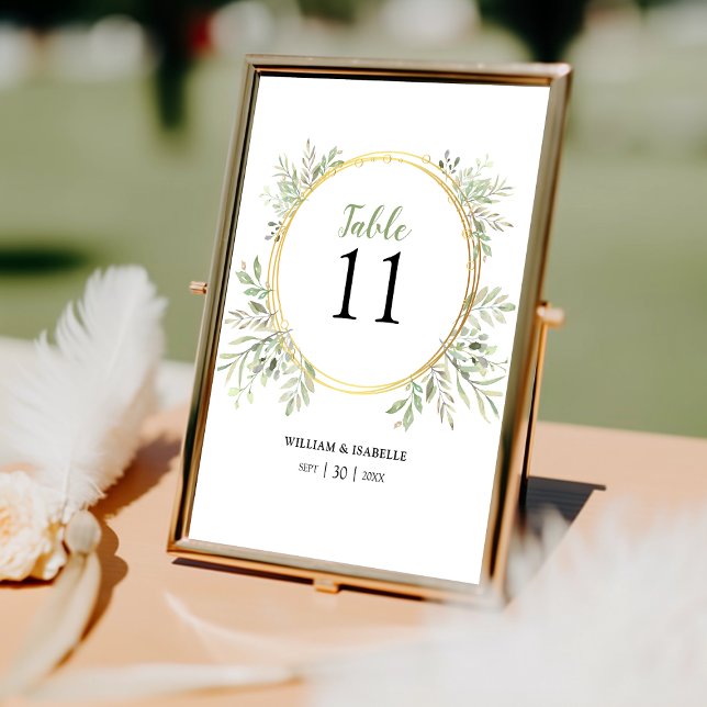 Tarjeta De Mesa Elegante Boda de mesa de verdor botánico (Subido por el creador)