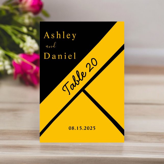 Tarjeta De Mesa Elegante Boda De Moda Negra Y Dorada De Lujo (Subido por el creador)