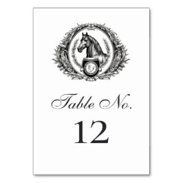 Tarjeta De Mesa Elegante Boda de Monograma Ecuestre Escudo