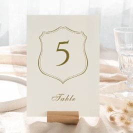 Tarjeta De Mesa Elegante Boda de Monograma Escudo Dorado clásico
