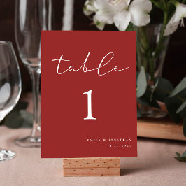 Tarjeta De Mesa Elegante Boda de Navidades Borgoña