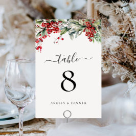 Tarjeta De Mesa Elegante Boda de Navidades de Invierno