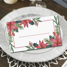 Tarjeta De Mesa Elegante Boda de Navidades Rojos de Invierno de Po