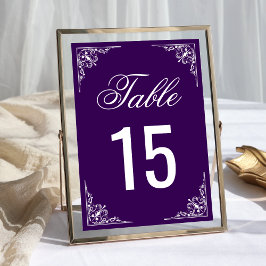 Tarjeta De Mesa Elegante Boda de Ornato Púrpura