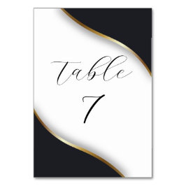 Tarjeta De Mesa Elegante Boda de oro blanco negro