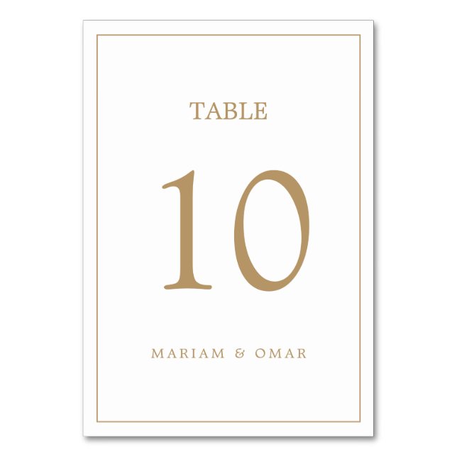 Tarjeta De Mesa Elegante Boda de oro fronterizo (Anverso)