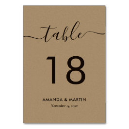 Tarjeta De Mesa Elegante Boda de papel Kraft