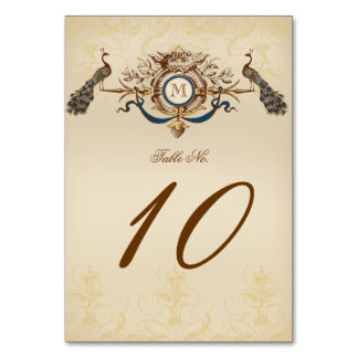 Tarjeta De Mesa Elegante Boda de pavo real