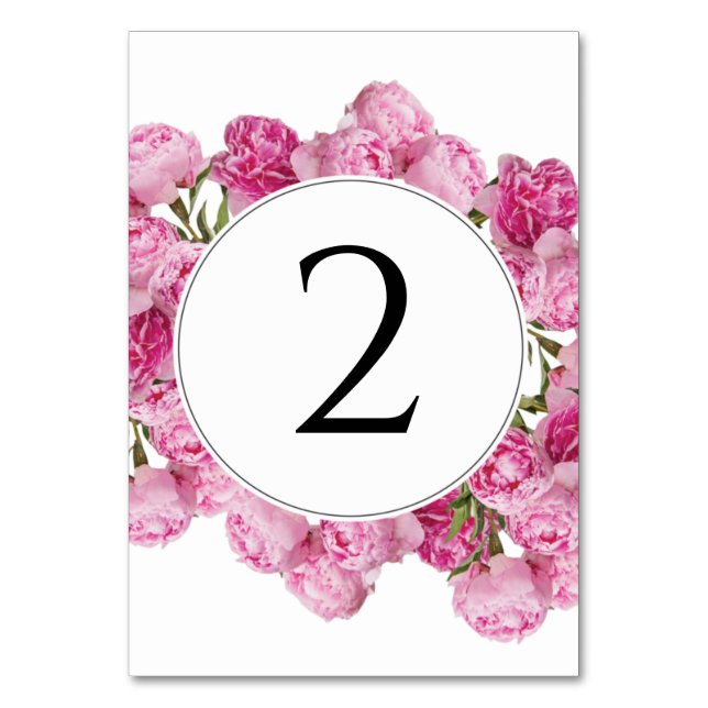 Tarjeta De Mesa Elegante Boda de Peonies Rosados (Anverso)