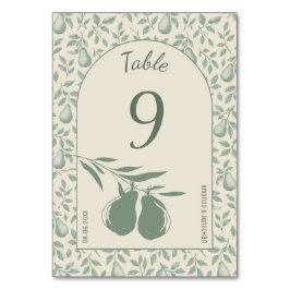Tarjeta De Mesa Elegante Boda de Peras Verdes