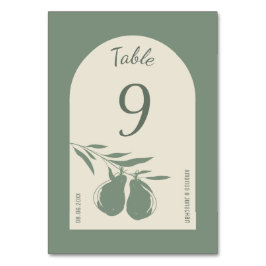 Tarjeta De Mesa Elegante Boda de Peras Verdes