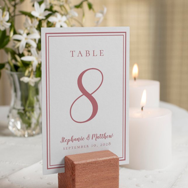 Tarjeta De Mesa Elegante Boda de recepción Rosa sencillo y turbio  (Subido por el creador)