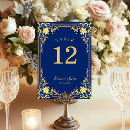 Tarjeta De Mesa Elegante Boda de Relieve metalizado dorado Faux de