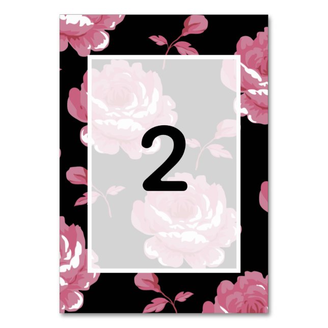 Tarjeta De Mesa Elegante Boda de Rosas de época rosa (Anverso)