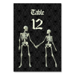 Tarjeta De Mesa Elegante Boda de Skeletons