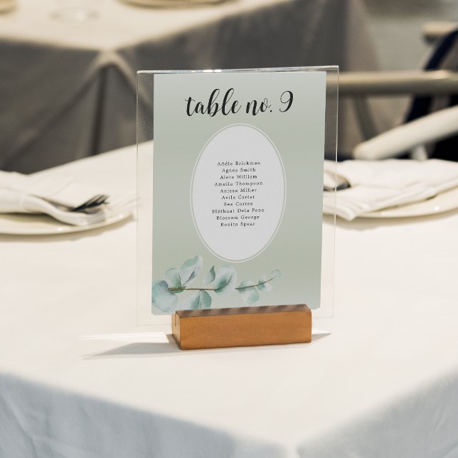 Tarjeta De Mesa Elegante Boda de vegetación de hojas de Eucalyptus (Subido por el creador)