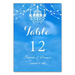 Tarjeta De Mesa Elegante Boda de Verano de Playa, Pareja y Lámpara
