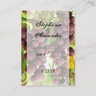Tarjeta De Mesa Elegante Boda de Viñetería Purple/Green Grapes