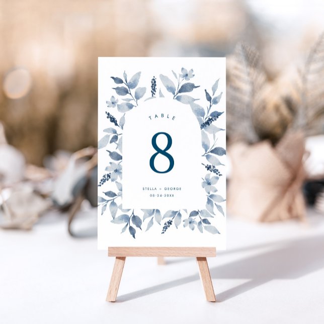 Tarjeta De Mesa Elegante Boda del Arco Floral Azul Dusty (Subido por el creador)