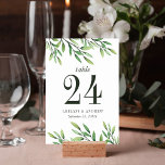 Tarjeta De Mesa Elegante Boda del Boho Watercolor Greenery<br><div class="desc">Disfruta de tu boda botánica en el jardín con estas botánicas tarjetas de mesa boda. Elegante y moderno diseño de vegetación con ramas de acuarela pintadas con hojas de follaje en la parte superior e inferior. Estas tarjetas de mesa boda bohemias son perfectas para un boda de primavera o verano...</div>
