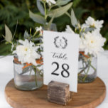 Tarjeta De Mesa Elegante Boda del Monograma de Laurel Romántico<br><div class="desc">Tarjeta de tabla boda monogramada con una combinación de un guión boda clásico y fuentes serif,  verde y negro elegantes sobre un fondo blanco.</div>