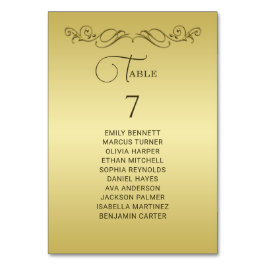 Tarjeta De Mesa Elegante boda del Ornate Gold de lujo
