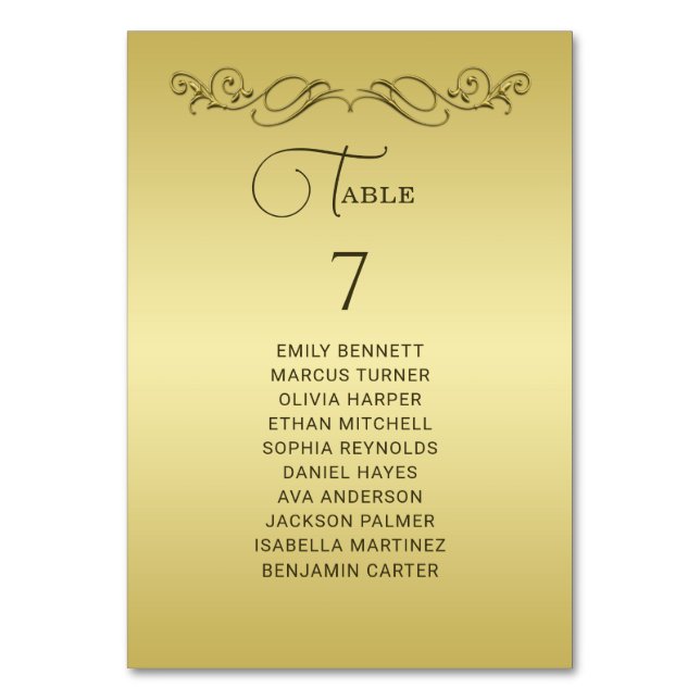 Tarjeta De Mesa Elegante boda del Ornate Gold de lujo (Anverso)