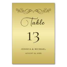 Tarjeta De Mesa Elegante boda del Ornate Gold de lujo