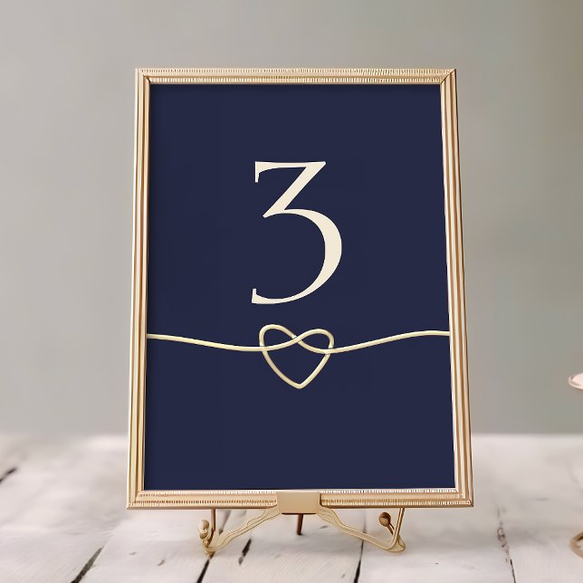 Tarjeta De Mesa Elegante Boda dorado y azul marino (Subido por el creador)