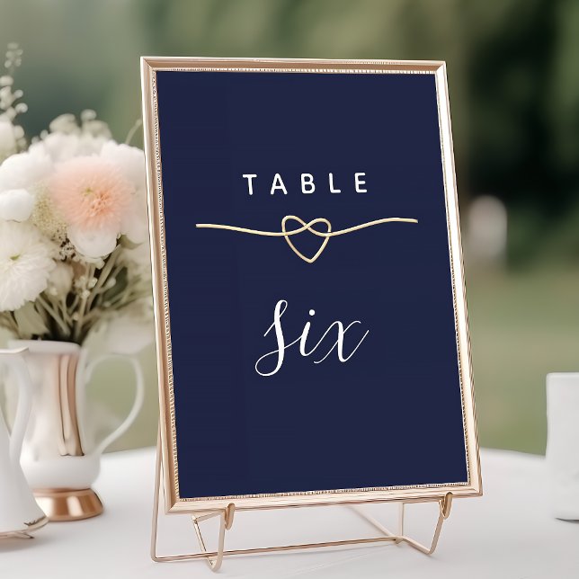 Tarjeta De Mesa Elegante Boda dorado y azul marino (Subido por el creador)