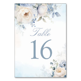 Tarjeta De Mesa Elegante Boda Dusty Blue Floral Personalizado