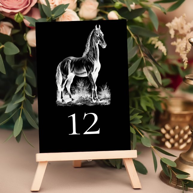 Tarjeta De Mesa Elegante Boda ecuestre formal de caballos negros (Subido por el creador)