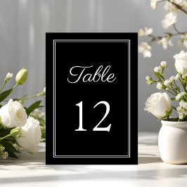 Tarjeta De Mesa Elegante Boda en Blanco y Negro