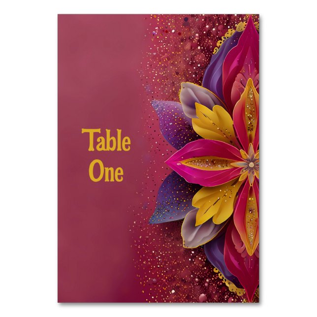 Tarjeta De Mesa Elegante Boda floral (Reverso)