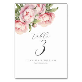 Tarjeta De Mesa Elegante Boda Floral Acuarela Blanca Rosa