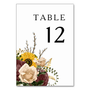 Tarjeta De Mesa Elegante Boda floral blanco