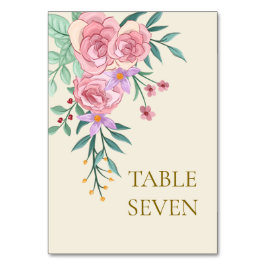 Tarjeta De Mesa Elegante Boda floral Boho Rubor color agua rosa