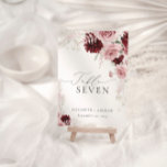Tarjeta De Mesa Elegante Boda floral Borgoña Rubor rosa Roses<br><div class="desc">La combinación de elementos modernos, elegantes y de moda crea una bonita y única estética que impresiona a los bodas. El uso de las técnicas acuáticas para representar borgoña y rosa molida floral y pampas crea un ambiente suave y romántico, mientras que la incorporación de caligrafía elegante añade un toque...</div>