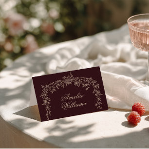 Tarjeta De Mesa Elegante boda floral botánica burgundy beige