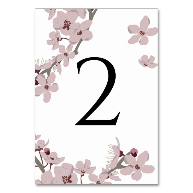 Tarjeta De Mesa Elegante Boda Floral Cherry Blossom (Anverso)